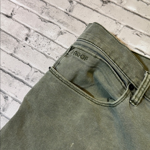 Proof mens 33x32 green faded cotton blend stretch outdoor denim jeans - Picture 5 of 9